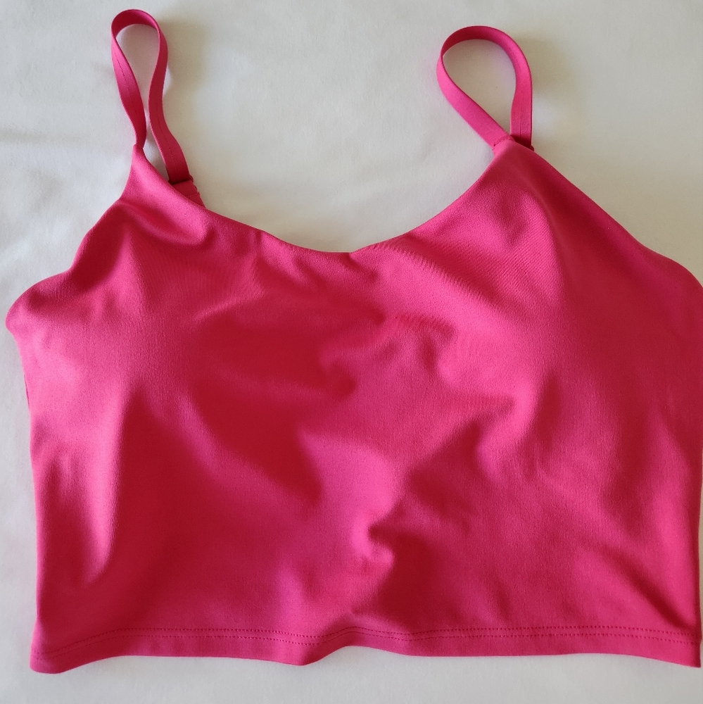 Athleta Elation V-Neck Longline Bra A-C Size Small Color is Salvia Pink